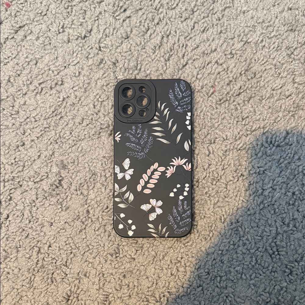 Floral Patterned Black Phone Case